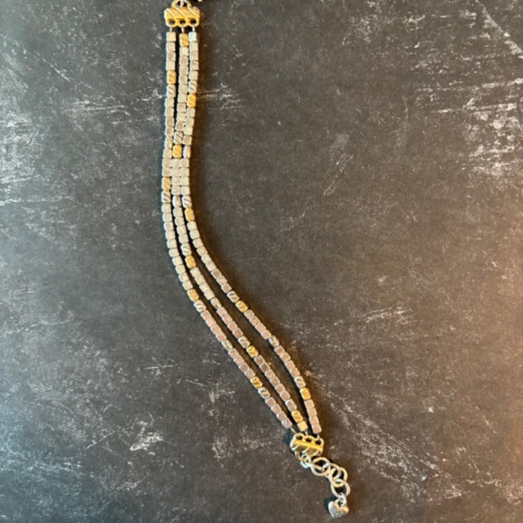 Brighton Silver Gold Tone Three Strand Cube Bracelet - Picture 8 of 9